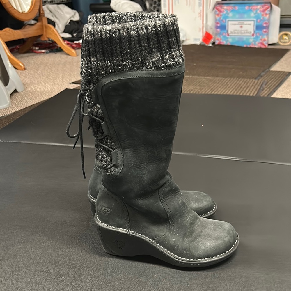 UGG Black Wedge Boots